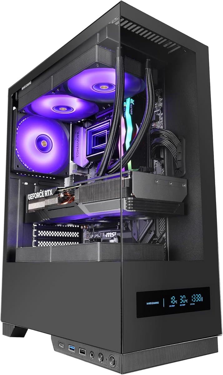 ATX Gaming PC Behuizing met Realtime LCD Display en Dubbel Gehard Glas