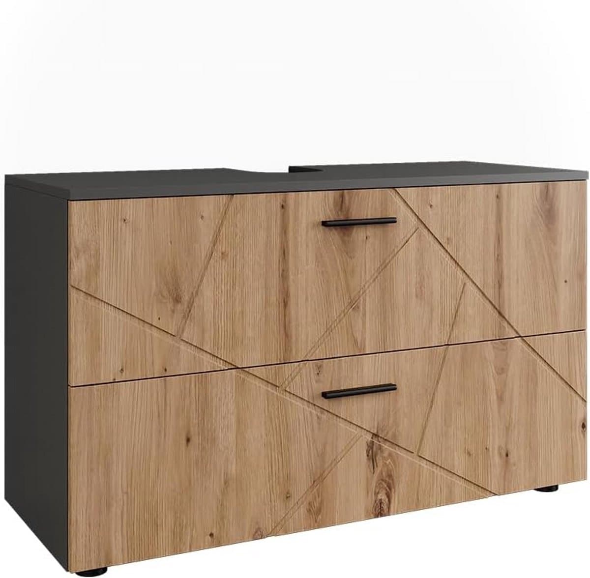 Wastafelonderkast 100 cm Antraciet met Lade - Badmeubel voor Extra Opbergruimte