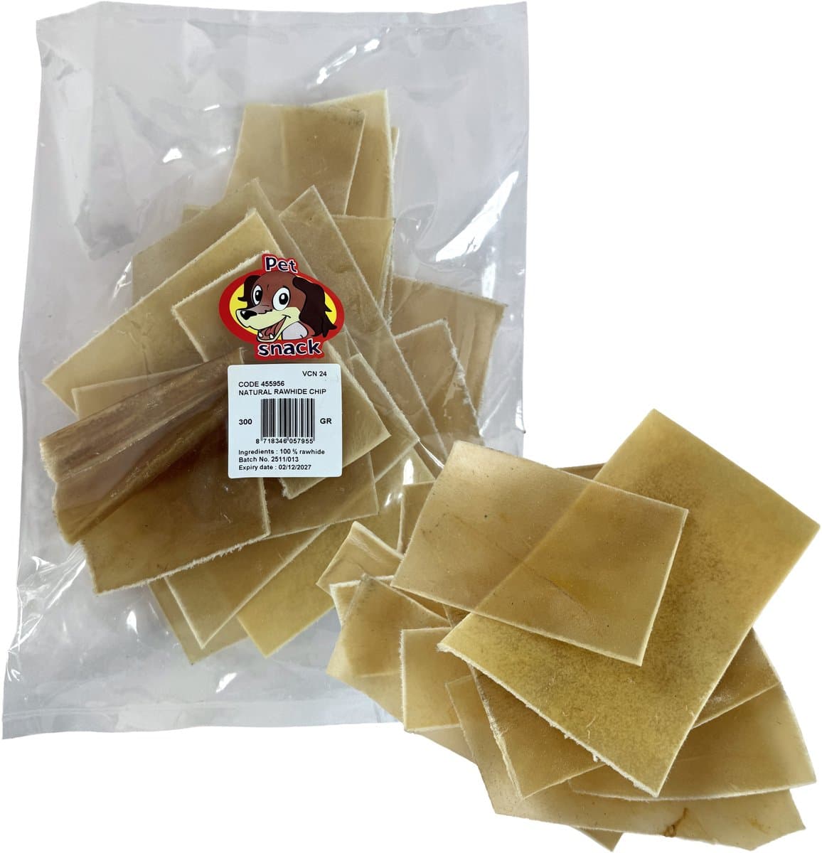Petsnack Chips Runderhuid - Natuurlijke Kauwsnack 300gr - 100% Natuurlijk, Gezonde Hondenvoer