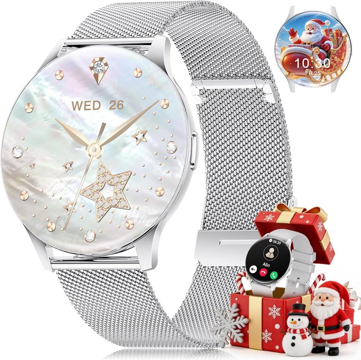 Smartwatch Dames met Bellen, 1.43" AMOLED Touchscreen, Fitnesstracker met 120+ Sportmodi, IP68 Waterdicht, Geschikt voor iOS & Android