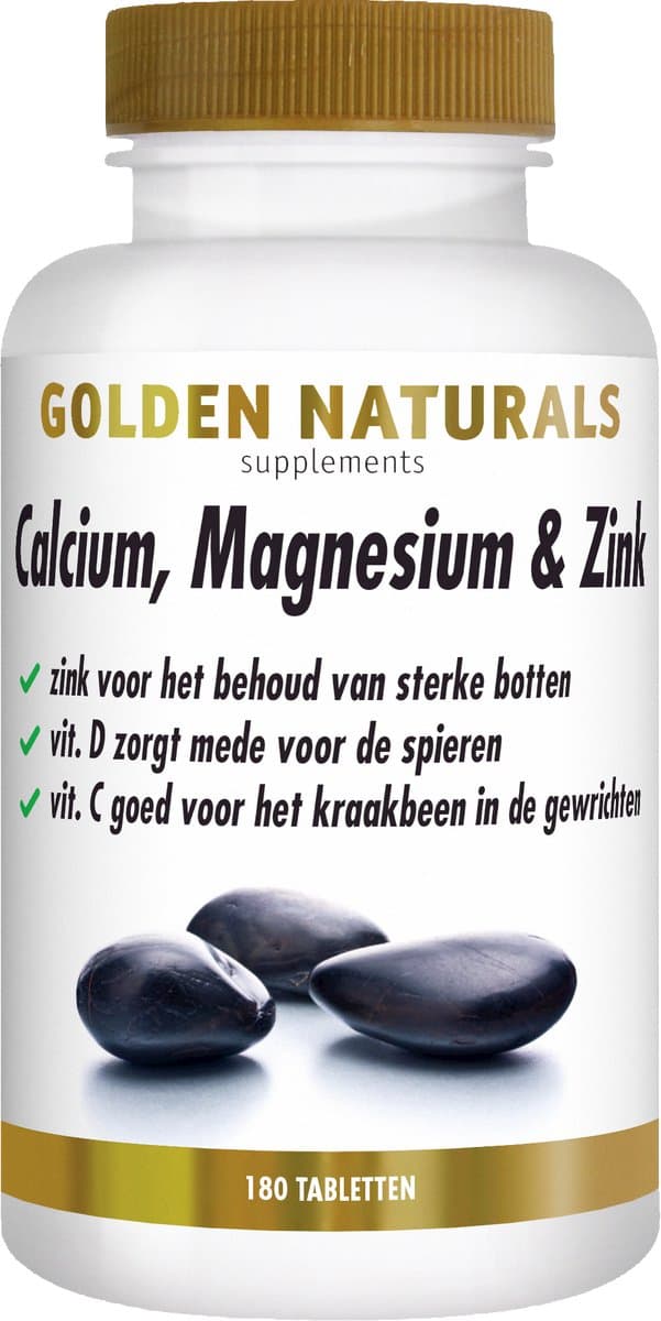 Golden Naturals Calcium, Magnesium & Zink (180 vegetarische tabletten)