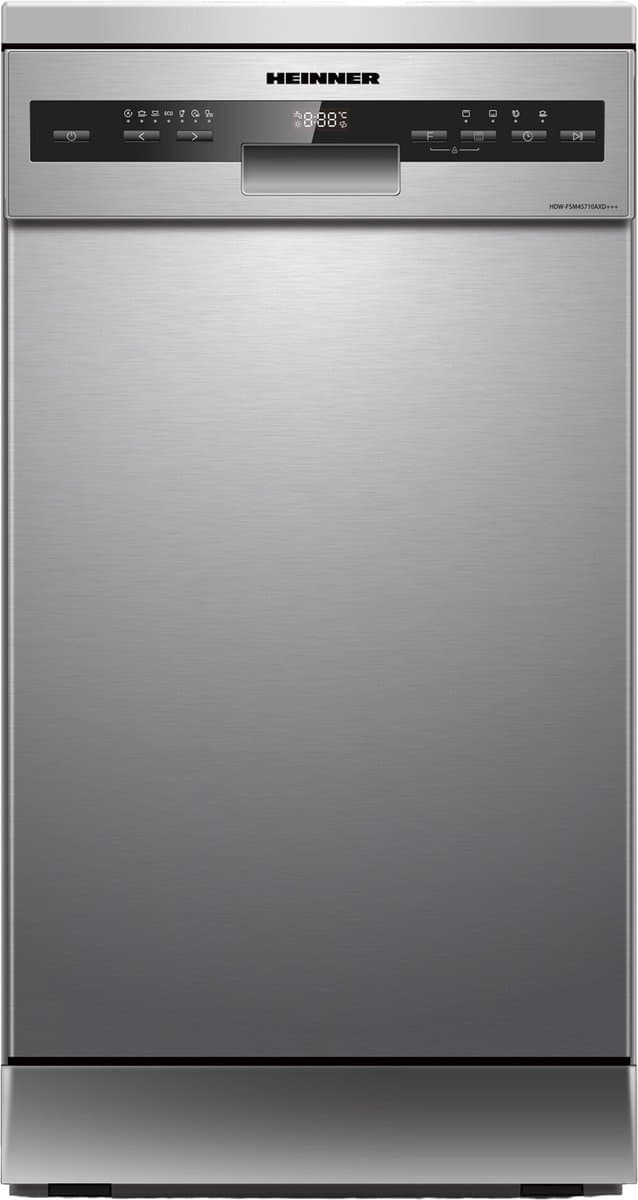 Heinner HDW-FSM45710AXD+++ Vrijstaand Vaatwasser – 10 Couverts – Extra Droog & Dual Zone – AquaStop – LED Display – Open Deuralarm – RVS – 5 Jaar Garantie