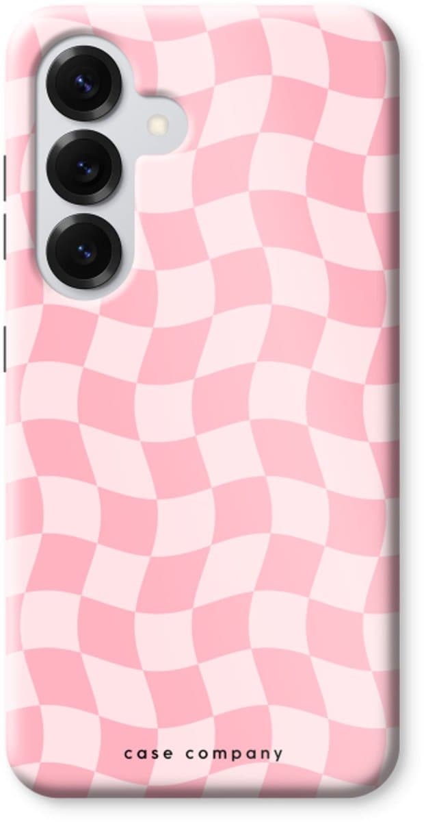 Case Company® - Hoesje geschikt voor Samsung Galaxy S25 hoesje - Grid Roos - Tough Case - Maximale Bescherming alle Kanten en Schermrand