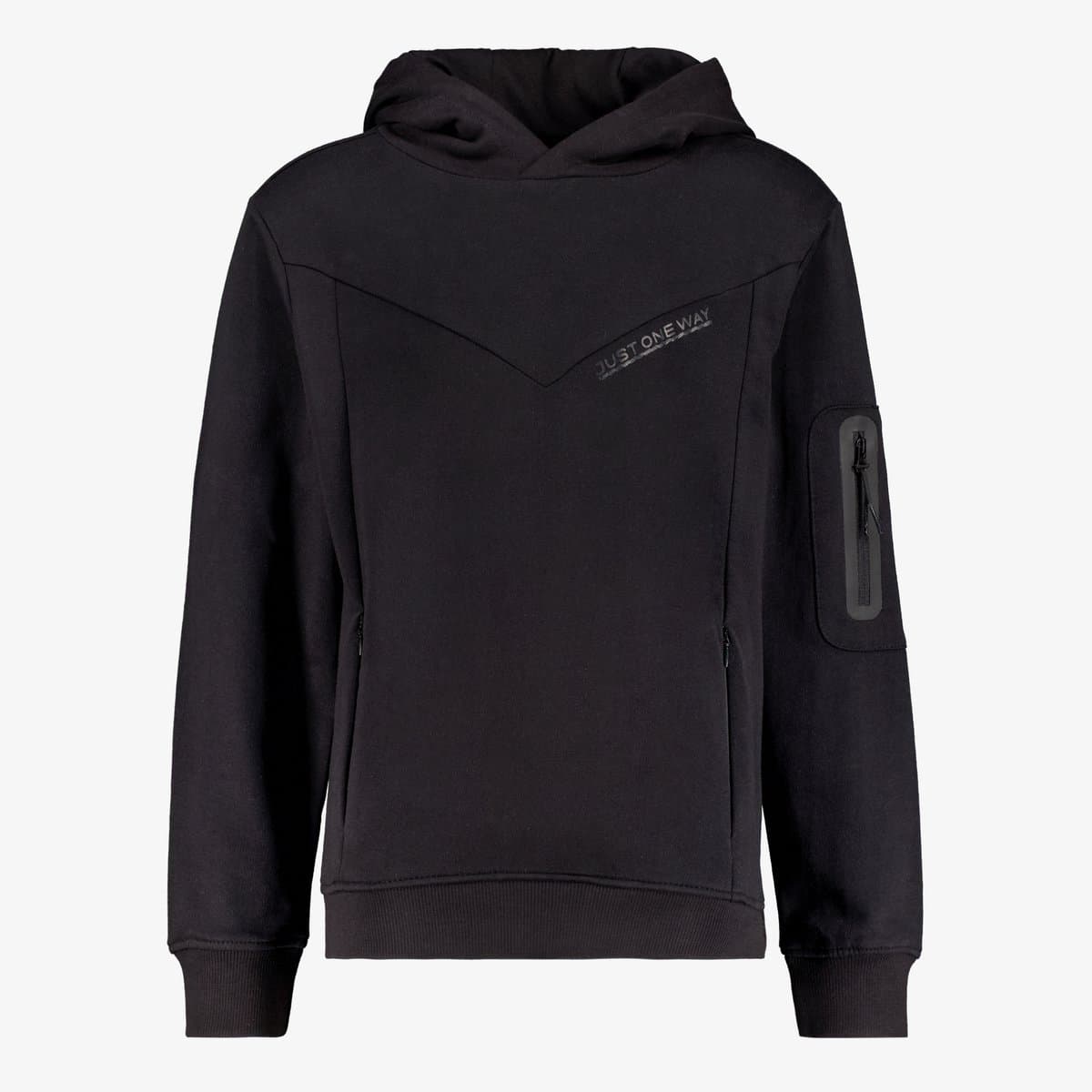 Unsigend jongens hoodie zwart - Maat 134/140