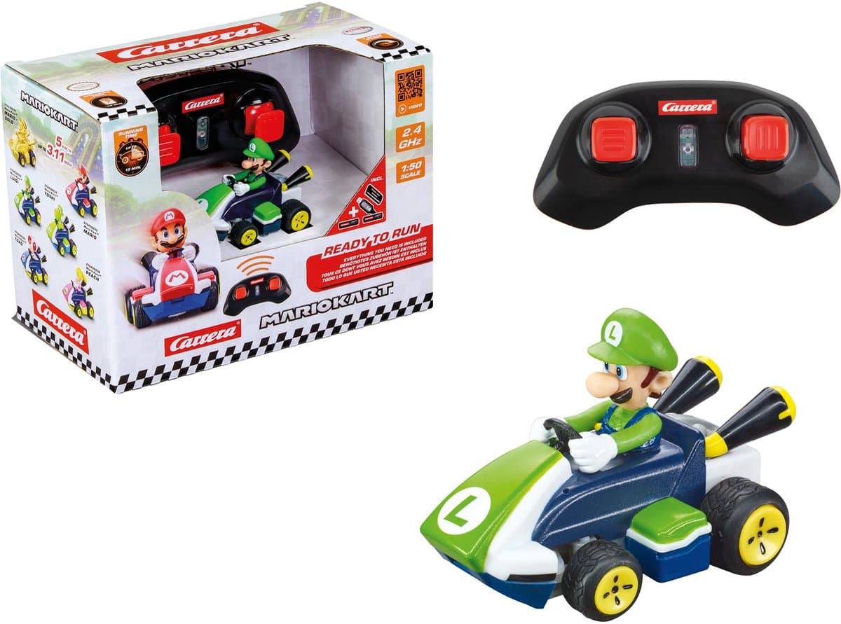 Carrera Mario Kart Luigi Mini RC Auto - 1:50 Schaal, 6,2 cm