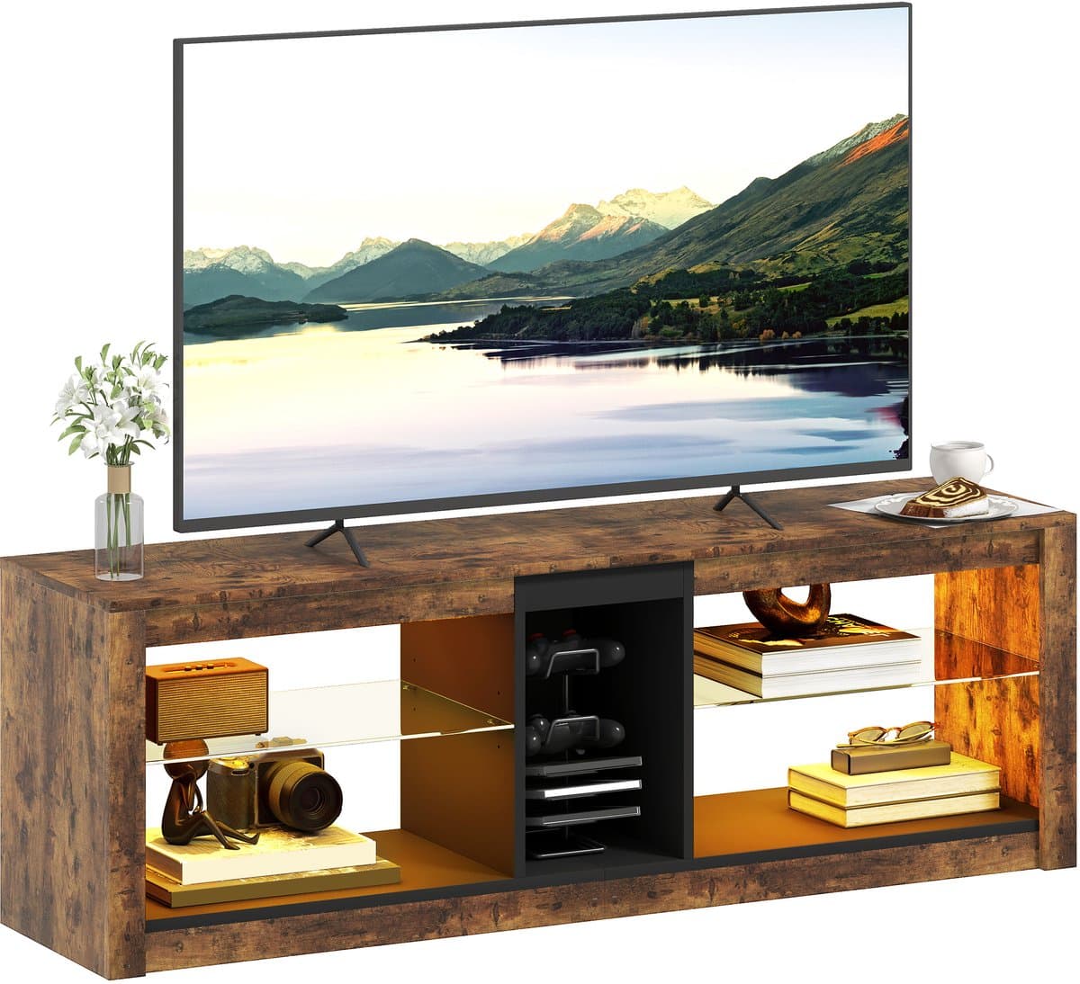 HOMCOM-TV-meubel-140x35x47cm-spaanplaat-bruin