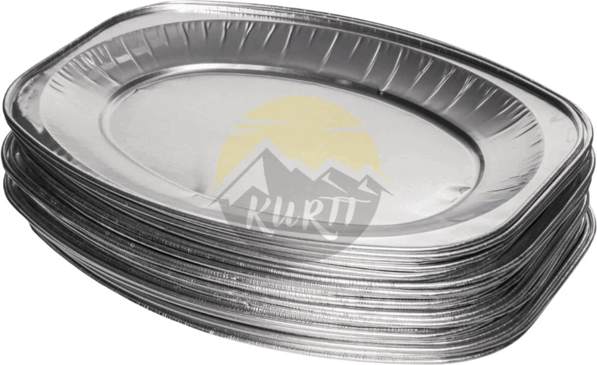 KURTT - Aluschaal - Cateringschaal - Menuschaal - Aluminium serveerschaal 43cm V430G ovaal - 10 stuks