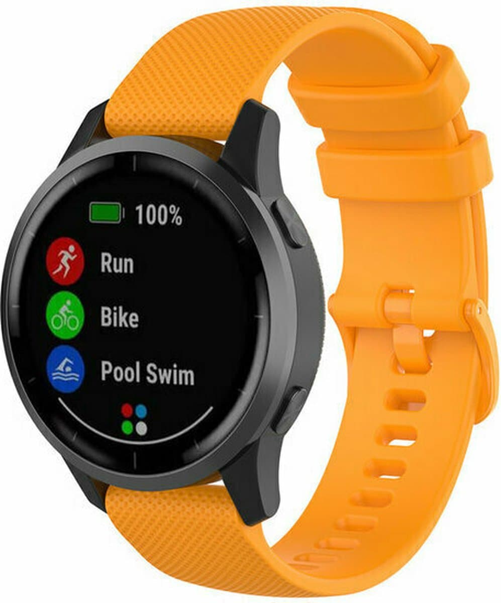 By Qubix - 20mm - Sportband met motief - Oranje - Geschikt voor Huawei watch GT 2 (42mm) - Huawei watch GT 3 (42mm) - Huawei watch GT 3 Pro (43mm)