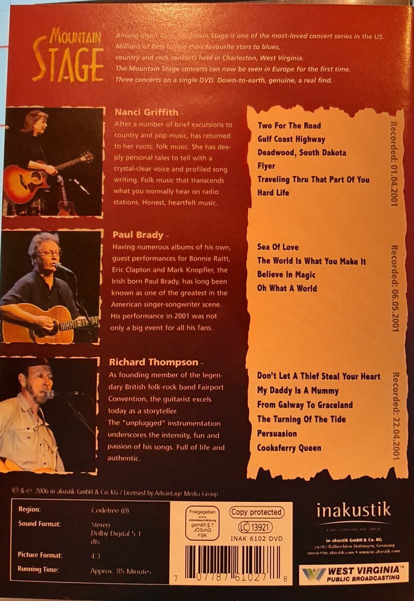 Richard Thompson - mountain stage (DVD)