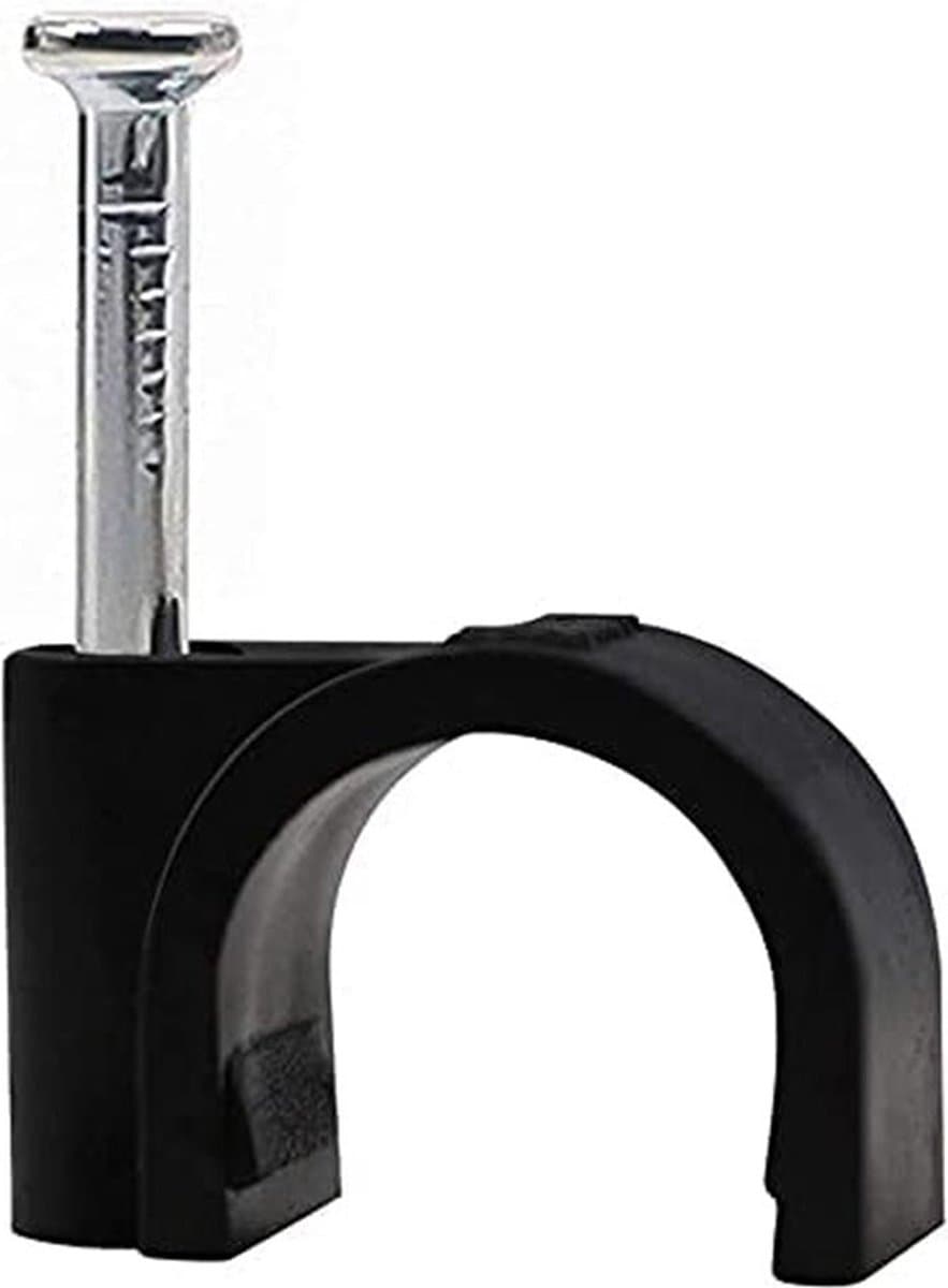 Tack Spijkerclips 8mm - Rond - Zwart - 100st per doosje