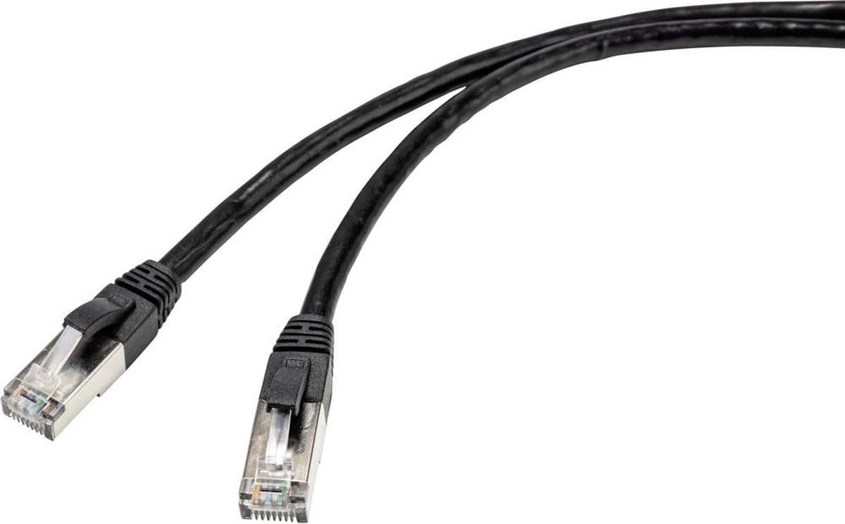 Renkforce RF-4538198 RJ45 Netwerkkabel, patchkabel CAT 6A S/FTP 10.00 m Zwart Geschikt voor buiten 1 stuk(s)