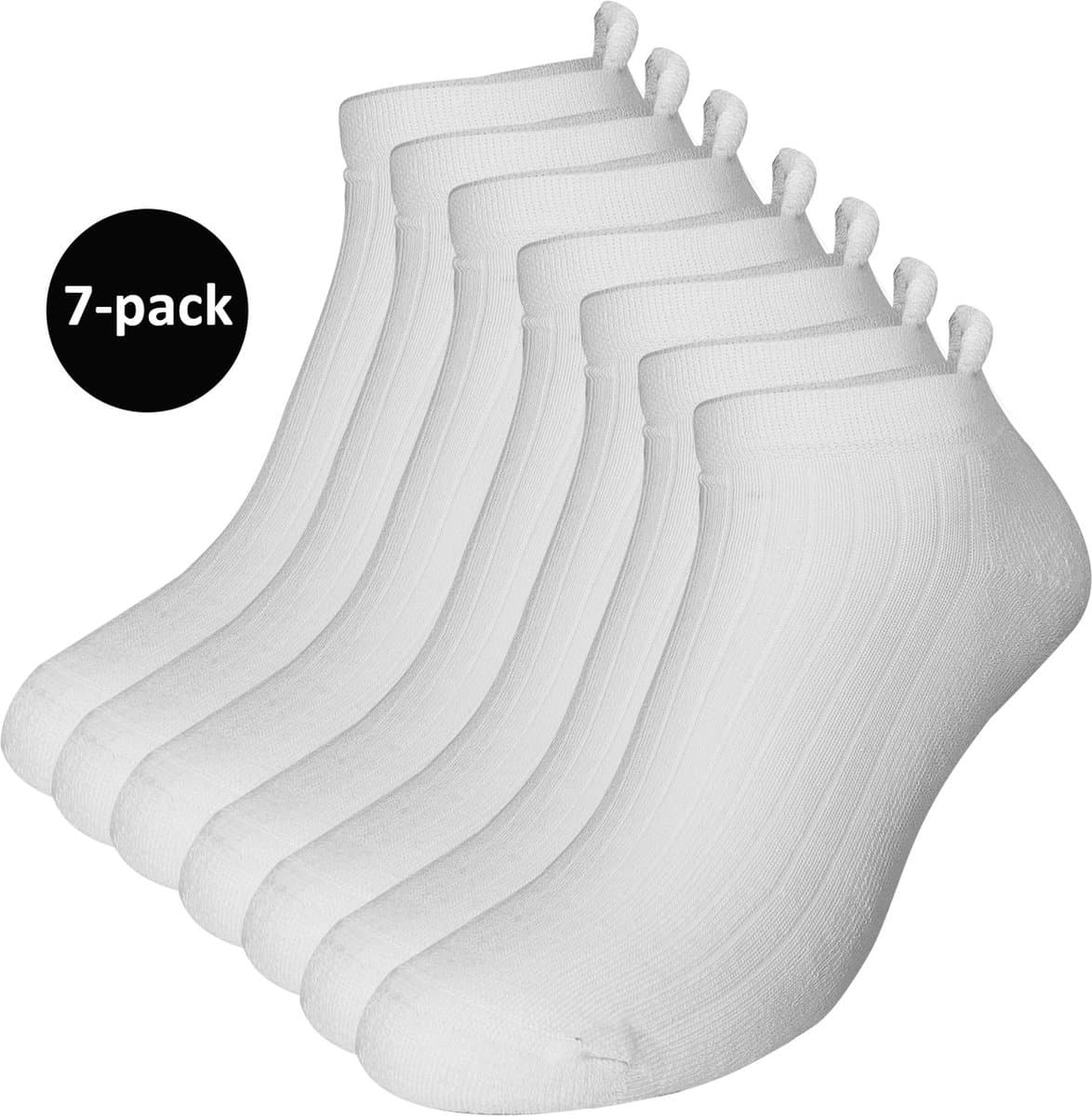 WeirdoSox sneakersokken - 7-pack - Met badstofzool en lipje - Wit - Dames - Maat 39-42