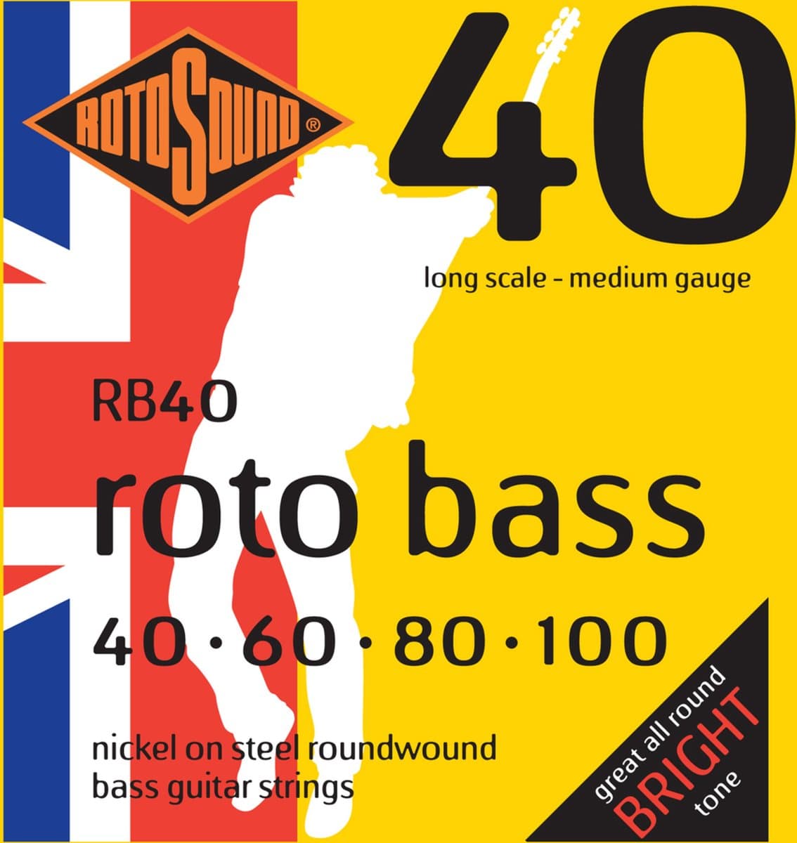 Snarenset basgitaar - Rotosound RB40 - Nickel wound - 40-100 - Medium gauge