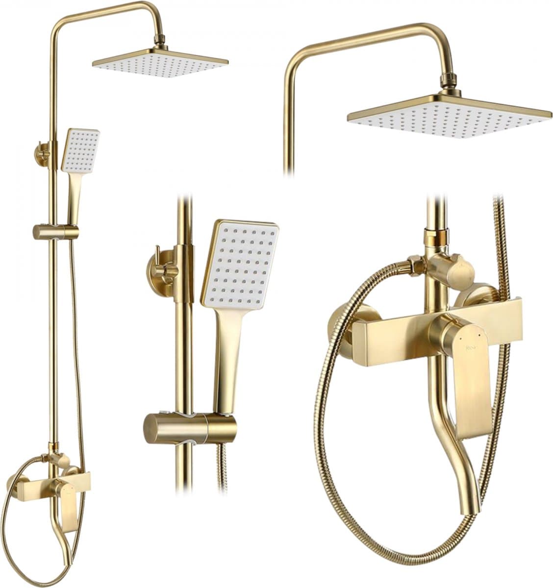 Rea Hass Regendouche Geborsteld Goud 122cm
