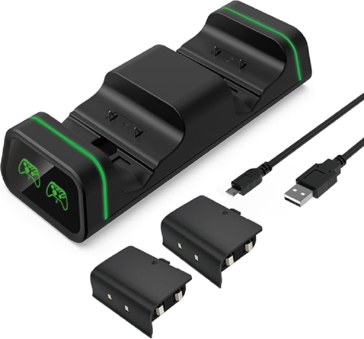 Oplaadstation Charging Docking Station met 2 stuks 800mAh Li-ion batterijen geschikt voor Xbox One X / One S - TYX-19006