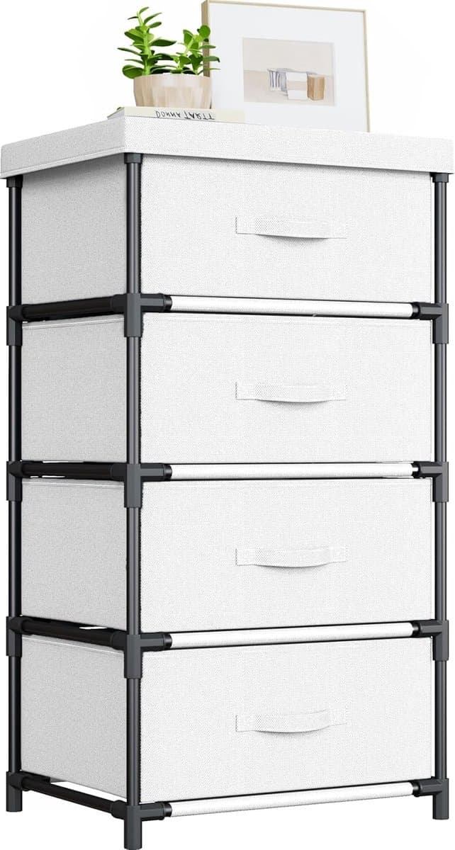 Ladekast - Opbergkast - Ruimte Organiseren - Stabiel Stalen Frame - 85 x 44 x 34 cm - Wit