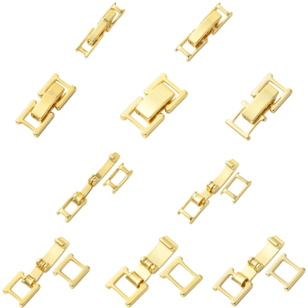 Dailygoods - Airssory 10 Stks 5 Stijlen Messing Horloge Band Sluitingen Vouw Over Sluiting Ketting Extension Sluitingen Kleine Sluiting Sluiting Voor Sieraden Maken