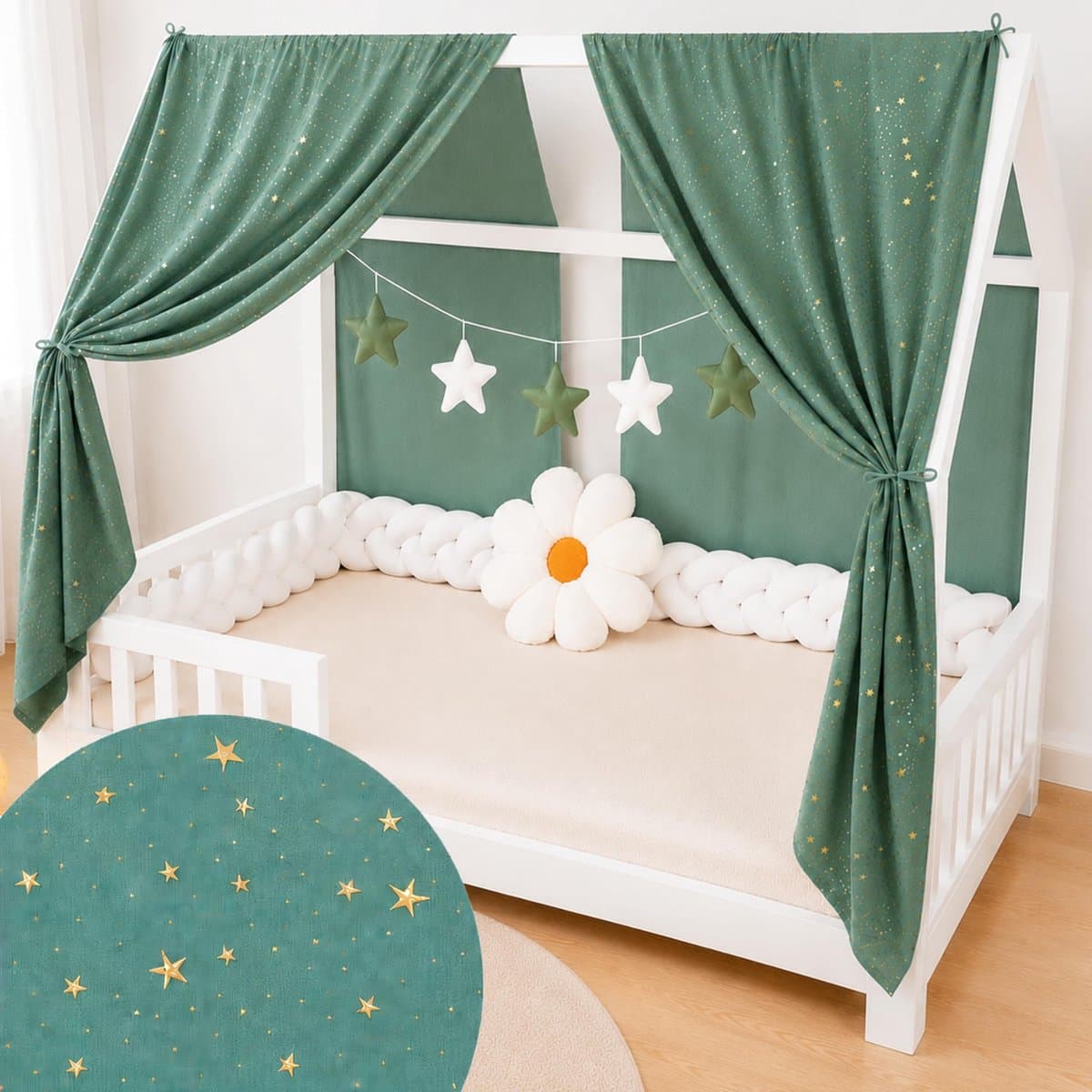 Omgoods - Bedlinnen Set voor Cabinbedden met Eucalyptus Garland en Sterrenmotief
