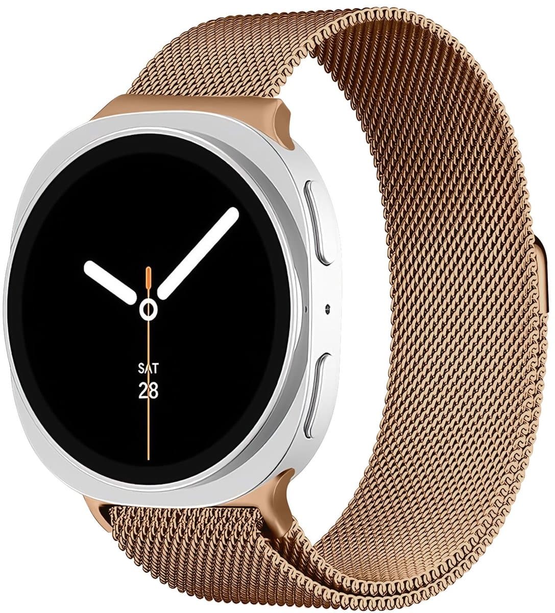 SBG Milanees Bandje Geschikt voor Samsung Galaxy Watch 8 - Roestvrij Stalen Horlogebandje Magnetisch - Roze Goud