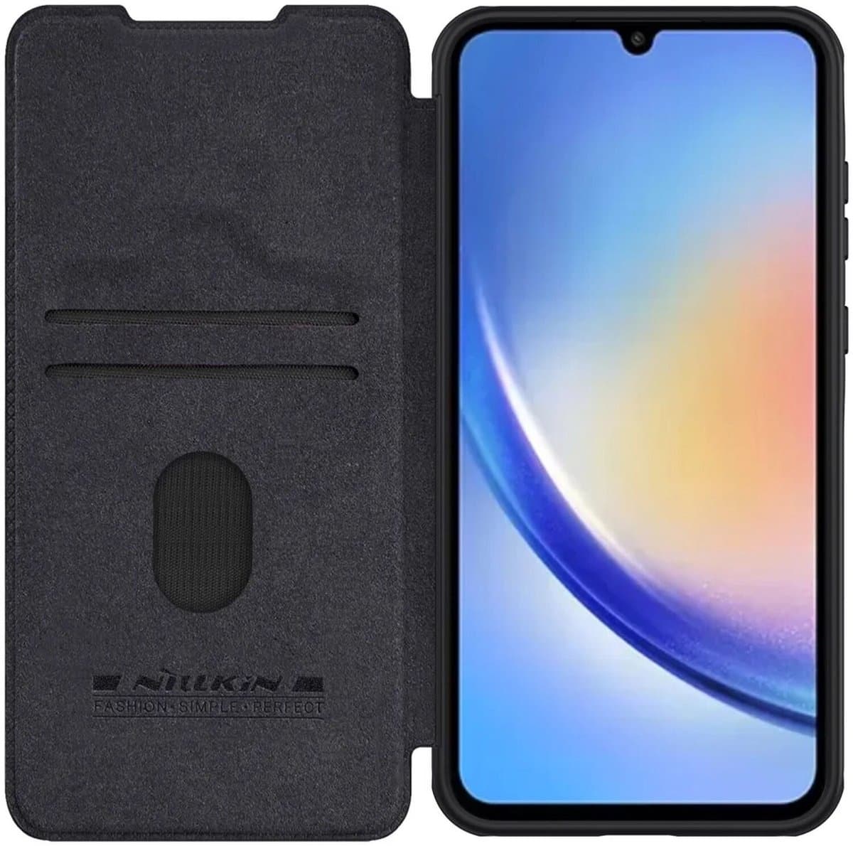 Nillkin Qin Leather Book Case Hoesje Zwart Geschikt voor Samsung Galaxy A35