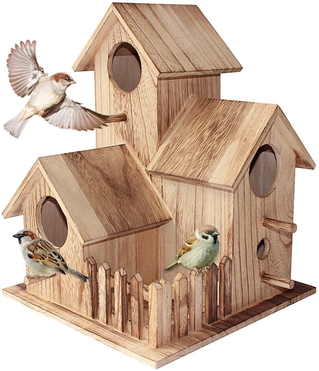 SolidKeus - Houten Vogelhuisje voor Buiten met Retro Design