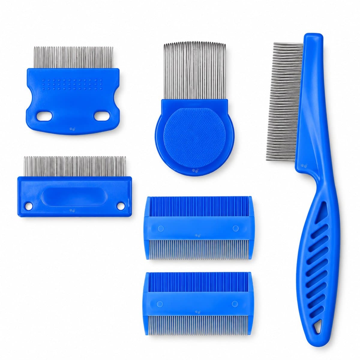 Pretty Paws Vlooienkammen 6 Set voor Hond & Kat – Vlooienkam en Luizenkam – Verwijdert Vlooien, Luizen & Eitjes – Fijne Metalen Tanden – Vachtverzorging