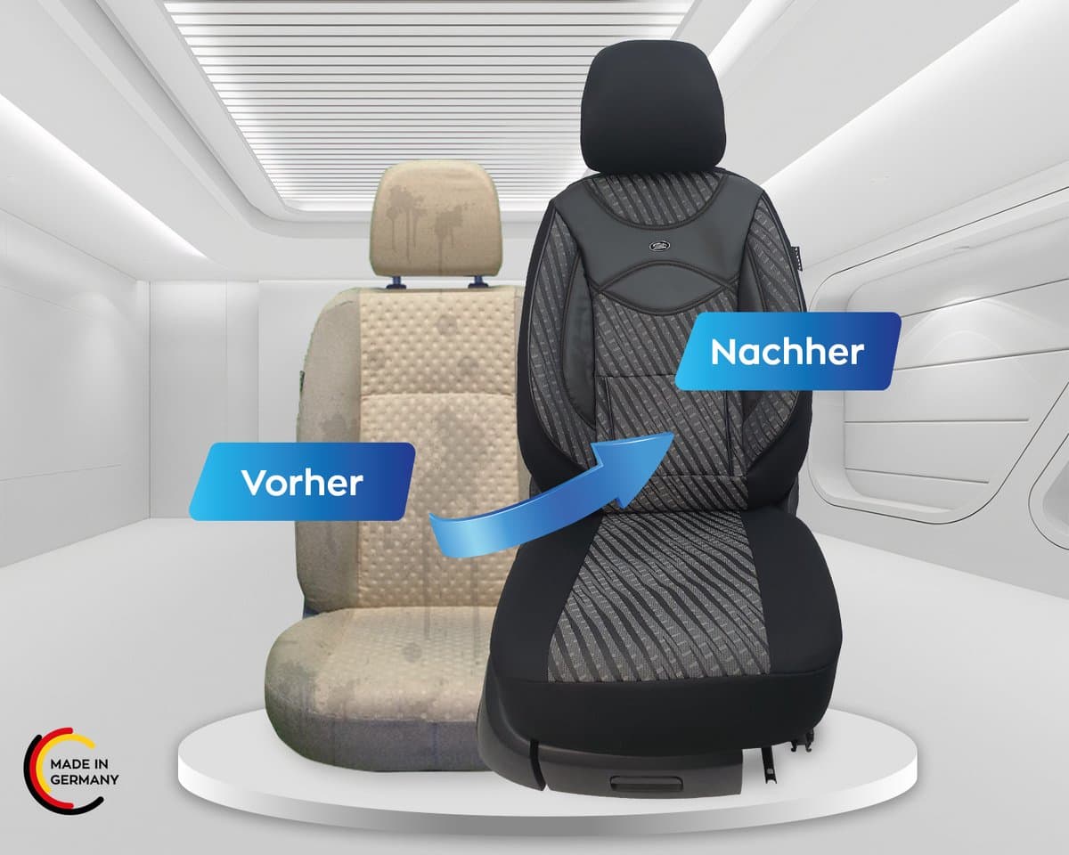 Autostoelhoezen voor bestuurders- en passagiersstoel geschikt voor BYD Tang Bj ab 2018 – Zwart/Grijs