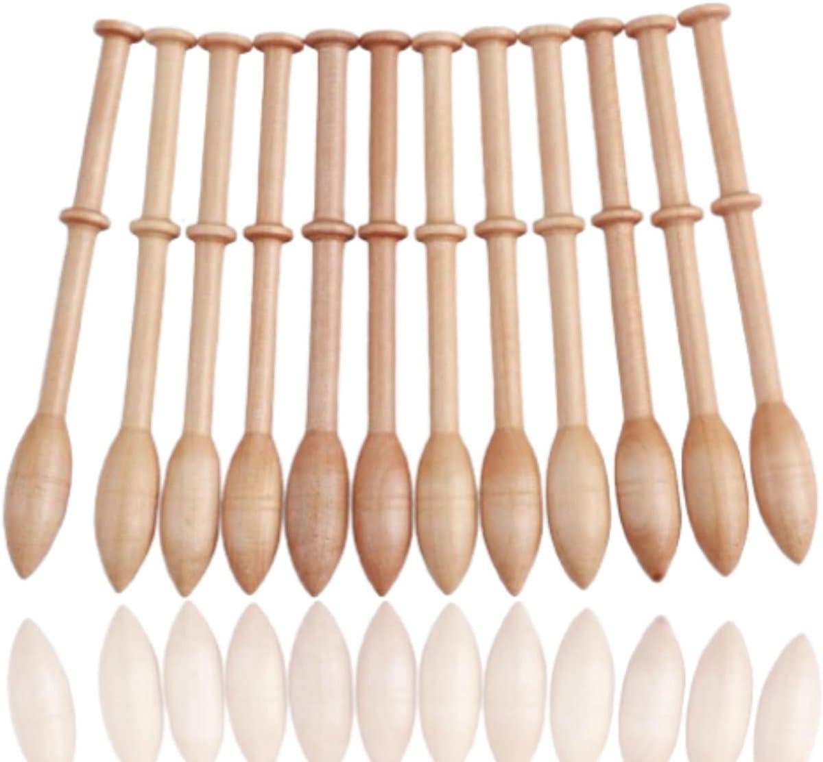 Puntkit, 12 stuks houten breinaalden, weven, gereedschap voor Lace Tombolo Vintage Antiek Beginners