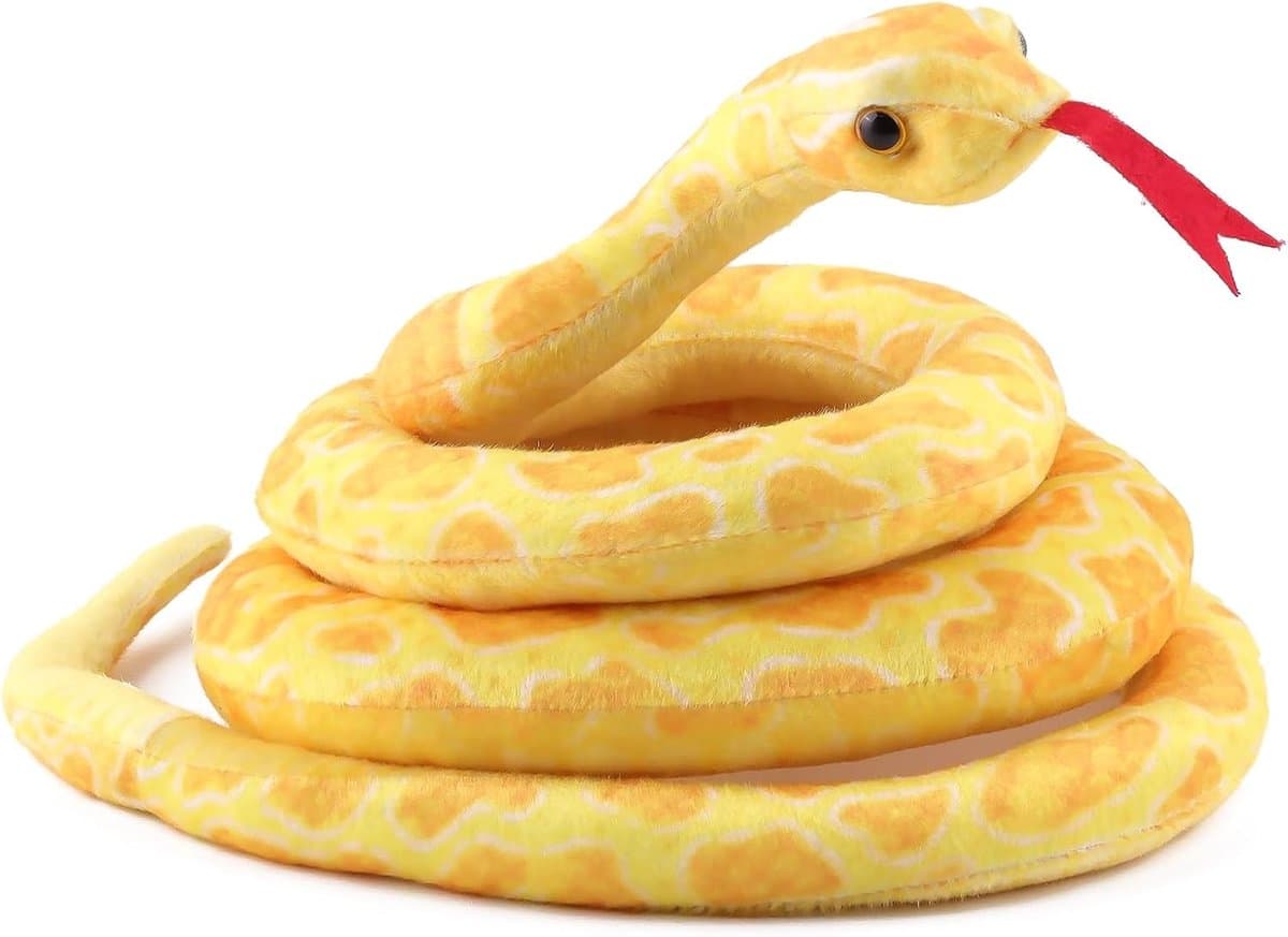 Realistische Gele Slang Pluche Speelgoed van 160 cm, Ideaal voor Kinderen, Feestdecoratie en Grappige Props