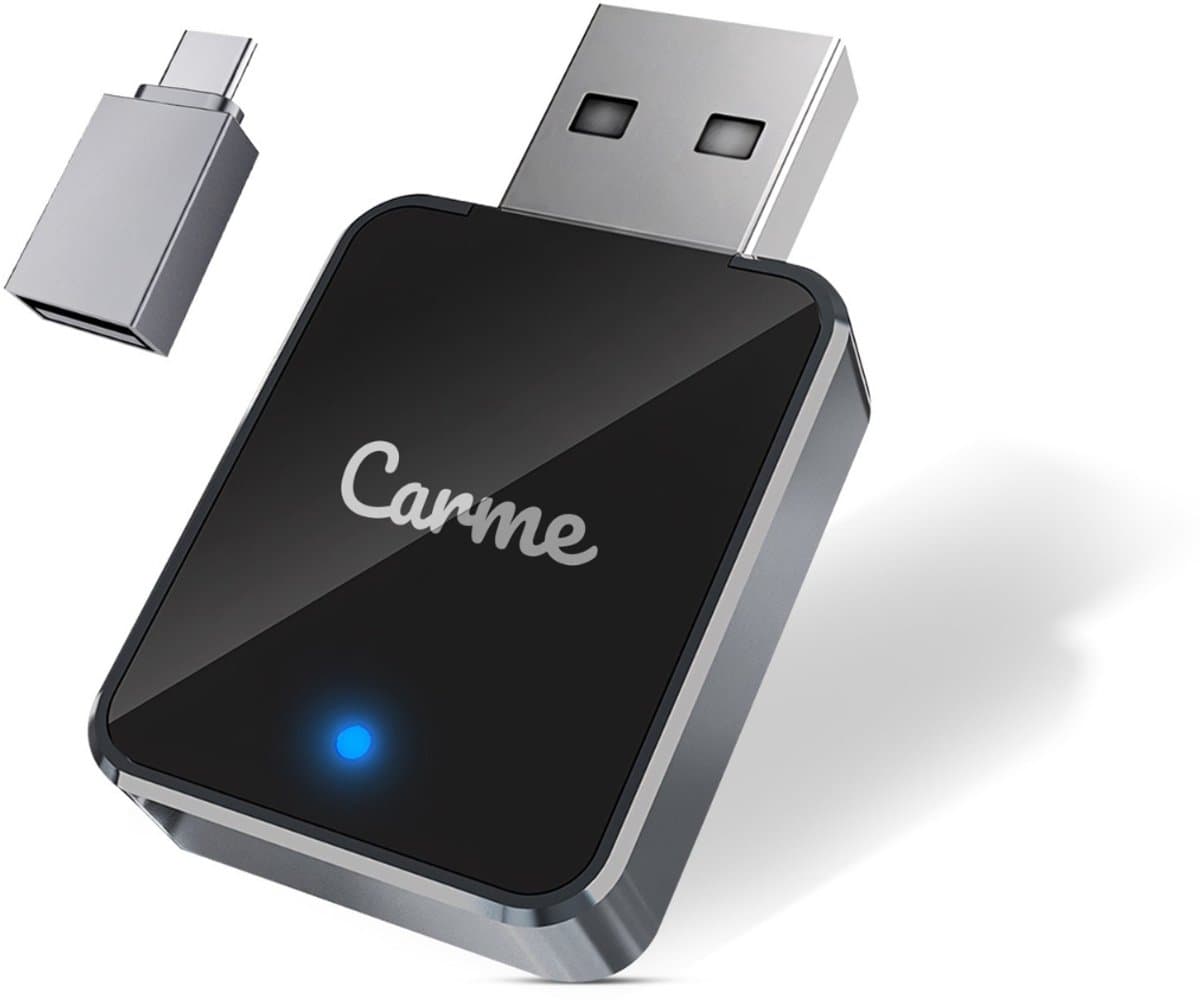CarMe Mini 2-in-1 CarPlay Dongle V2 - Draadloos CarPlay & Android Auto - USB-A & USB-C - Android Auto Dongle - Zwart