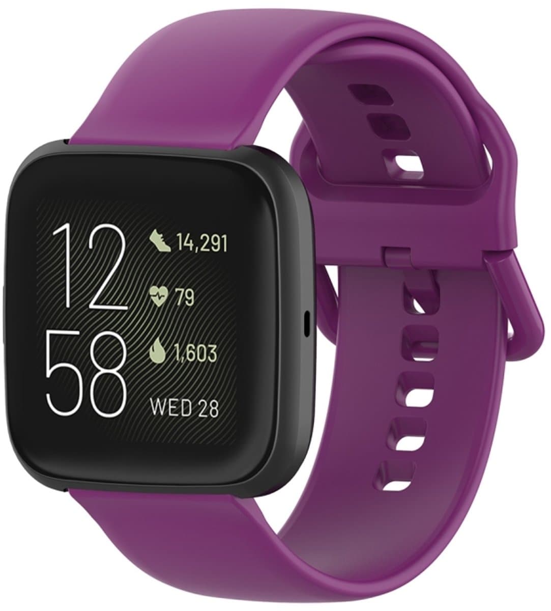22mm kleur gesp siliconen polsband horlogeband voor Fitbit Versa 2 / Versa / Versa Lite / Blaze (paars)