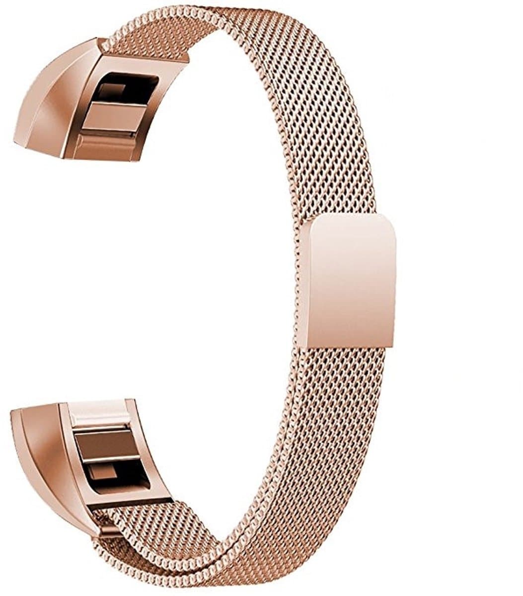 Roestvrijstalen magneetpolsband voor FITBIT Alta, maat: klein, 130-170 mm (roségoud)