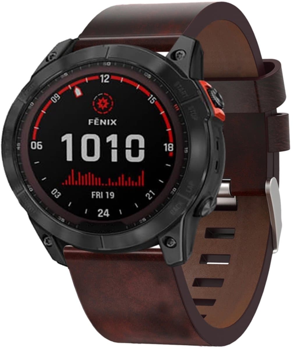 For Garmin Fenix 7X Solar 26mm Leather Steel Buckle Watch Band(Brown)