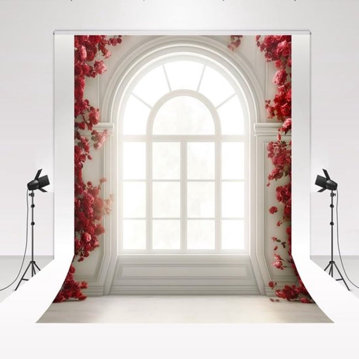Achtergrond Fotografie 2 x 3 m - Microvezel Achtergronddoek - Vintage Rode Bloem - Trouwjurk Achtergrond - Cosplay Achtergrond - Schokbestendig Materiaal - Fotografieachtergrond