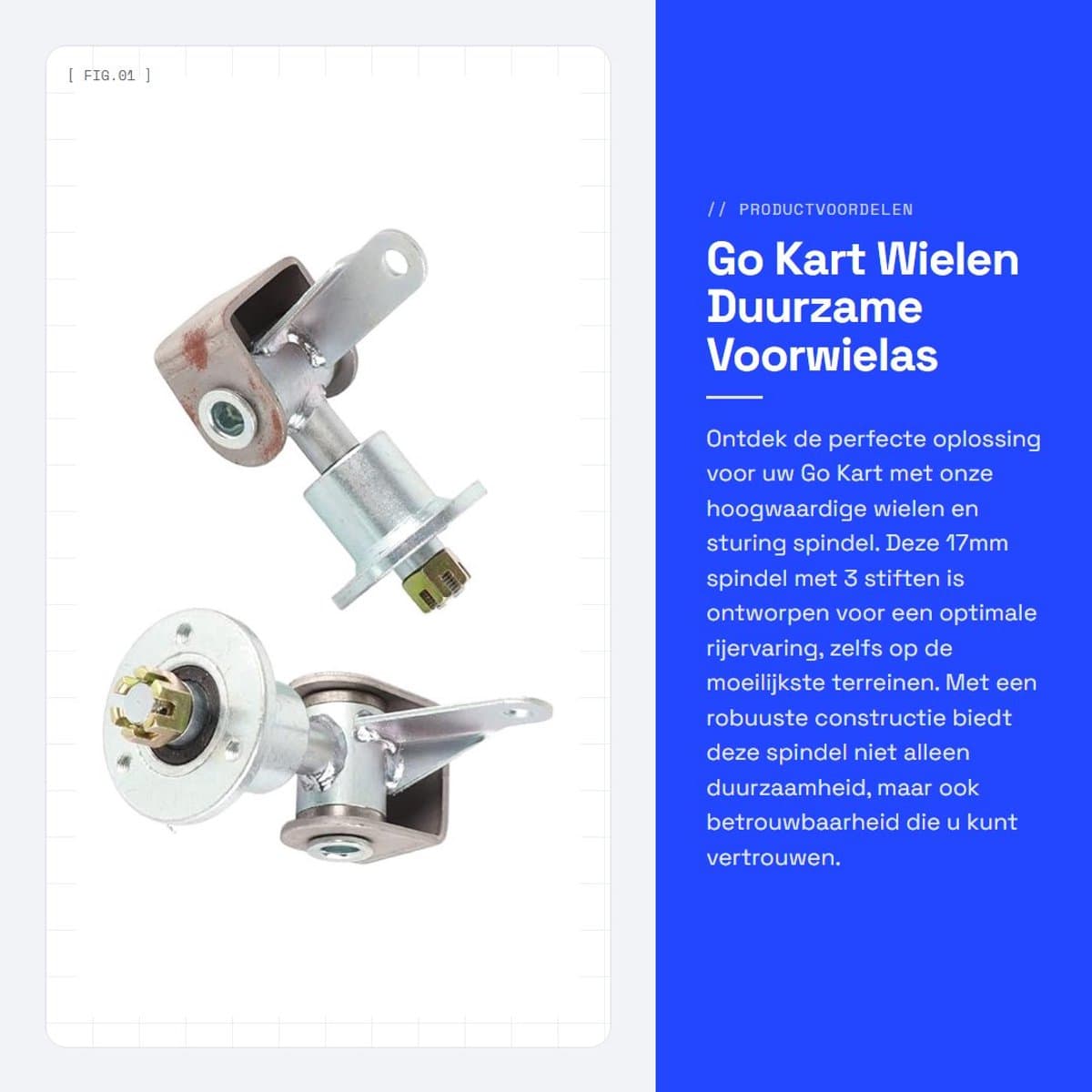 Dailygoods- Spindel 17mm - Stuurspindel - Voorwielnaaf - Lagerflens - ATV/Quad - Duurzame constructie - Asfaltwiel