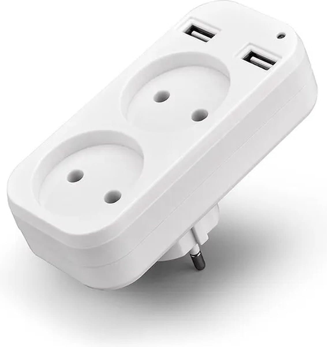 BSTNL Verdeelstekker - Multifunctionele Stekkerdoos - 2 USB-Poorten & 2 Stopcontacten - Stopcontact Splitter - Wit