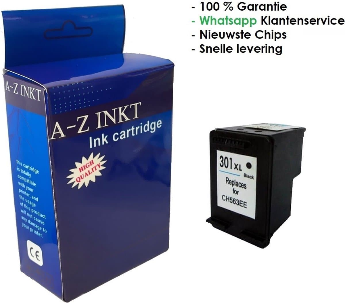 AtotZinkt inktcartridge voor HP 301XL Zwart/Black van 20ml bespaar tot 80%