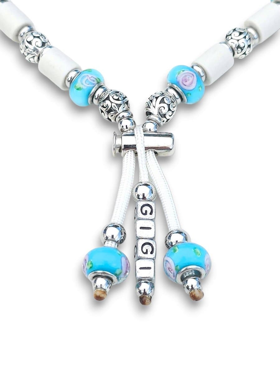 Anti-tekenband met EM kralen, turquoise Pandora style kralen, Paracord, maat S 21-30 CM