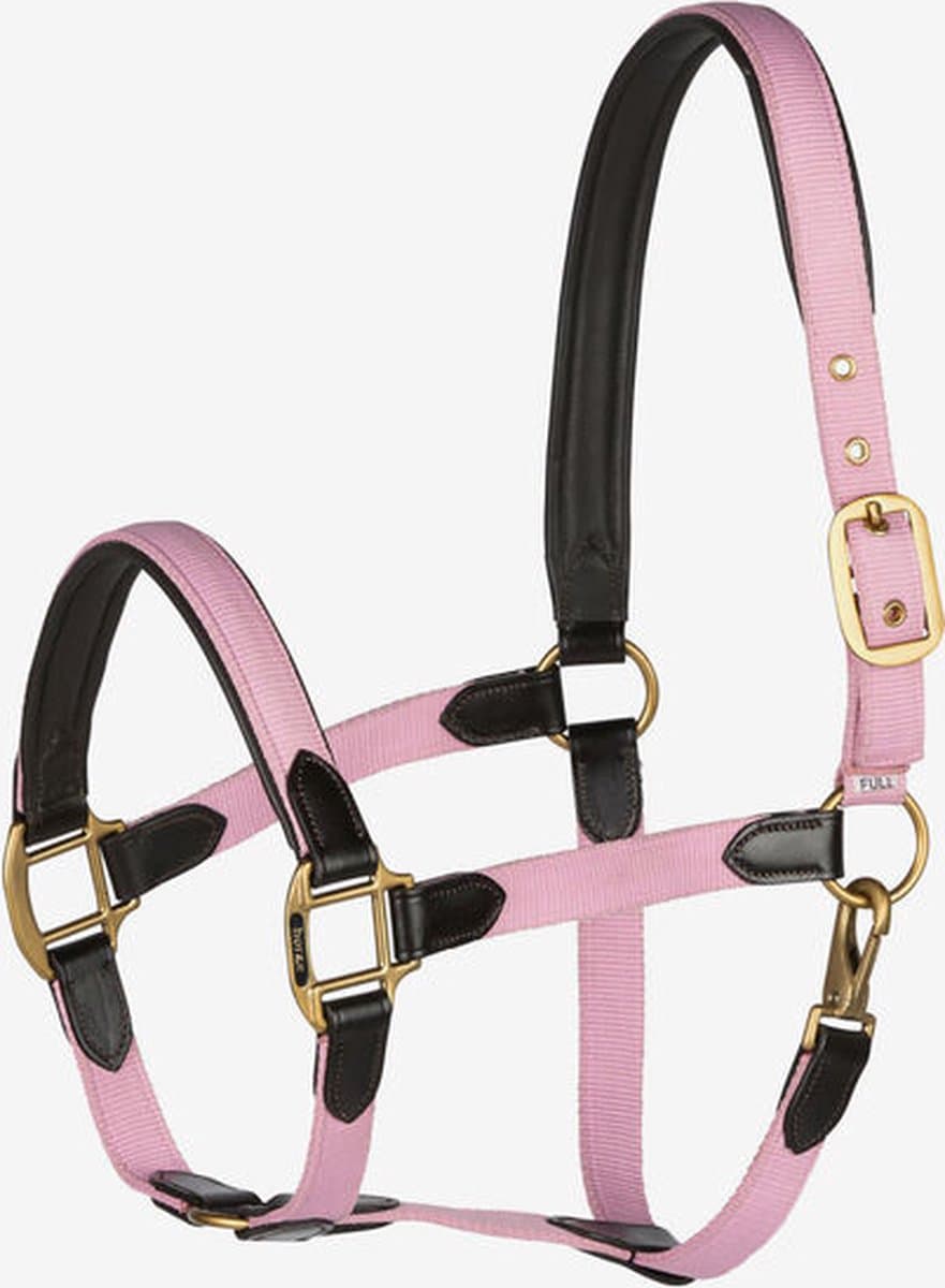 Horze Luxe halster leer / nylon - roze - pony