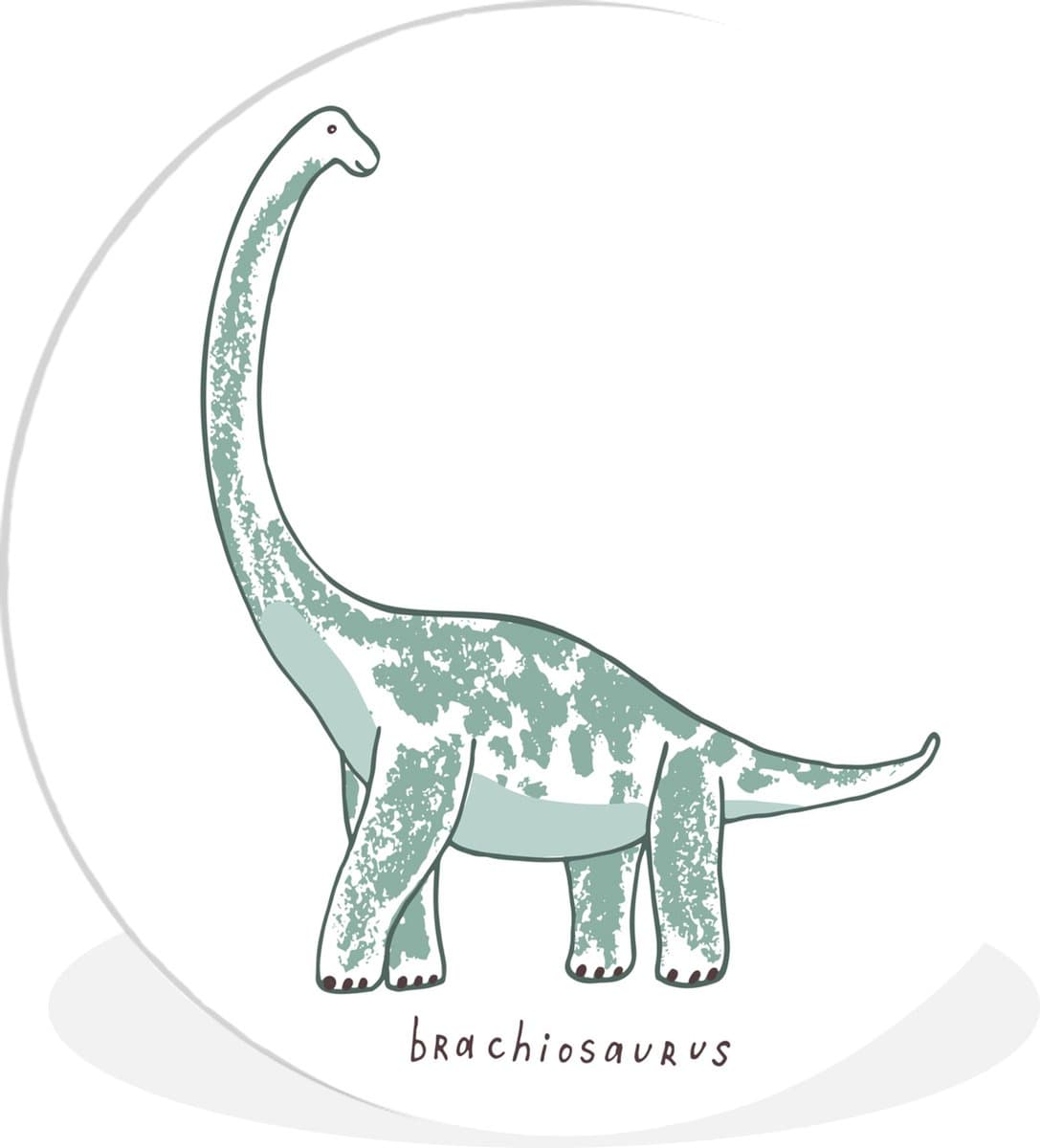 WallCircle - Wandcirkel ⌀ 90 - Kinderkamer - Dinosaurus - Brachiosaurus - Jongen - Meiden - Kinderen - Ronde schilderijen woonkamer - Wandbord rond - Muurdecoratie cirkel - Kamer decoratie binnen - Wanddecoratie muurcirkel - Woonaccessoires