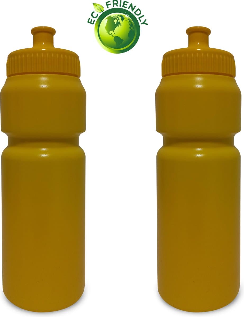 Drinkflessen 750ml x2 - Bidons kinderen/volwassenen - Geel