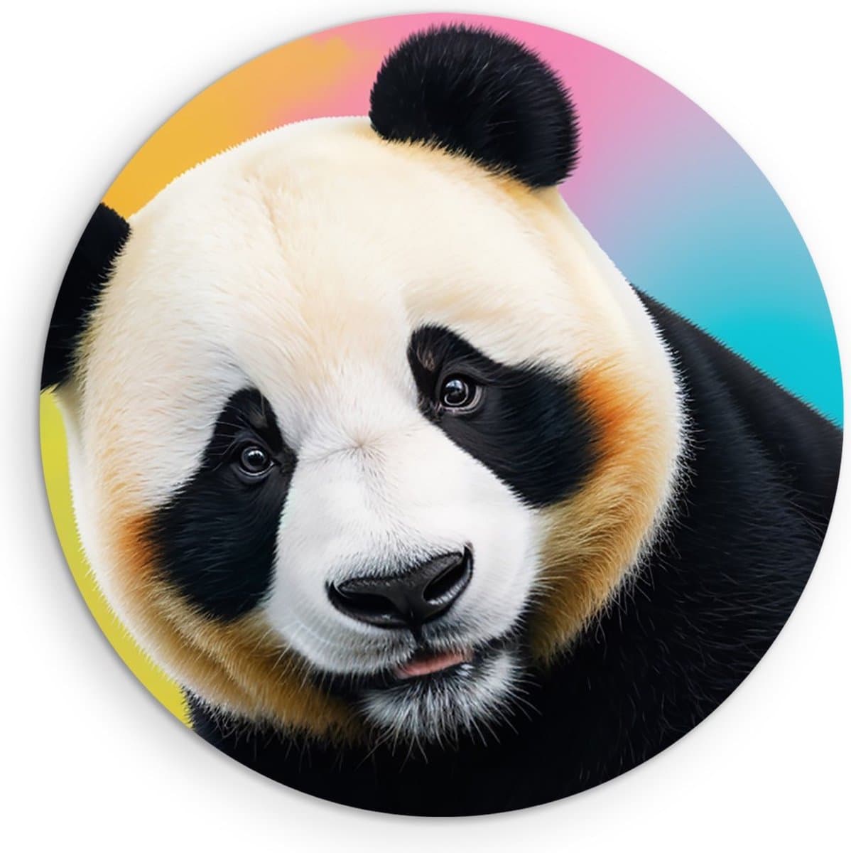 Saammp Muurcirkel Hout - Abstracte Panda - Kleurrijk - Natuur - Dieren - Ø 60 - Wandcirkel - Wanddecoratie Cirkel - Muurdecoratie Woonkamer - Slaapkamer decoratie - Rond Schilderij