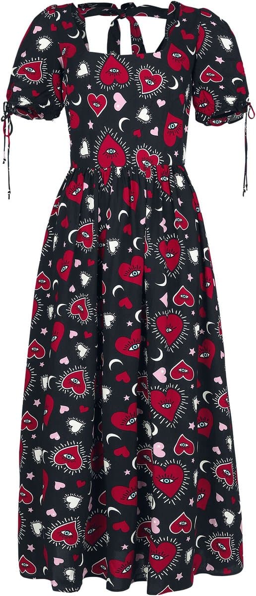 Hell Bunny Kate Heart Dames Maxi-jurk - zwart/rood - XL