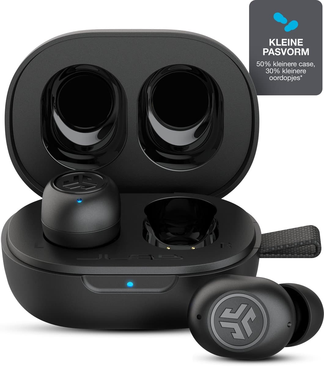 JLab JBuds Mini Draadloze Oordopjes - Bluetooth Oortjes Draadloos - 20 uur Batterijduur - Klein Design - Noise Cancelling Microfoon - Touch Sensoren - Multipoint - Zwart