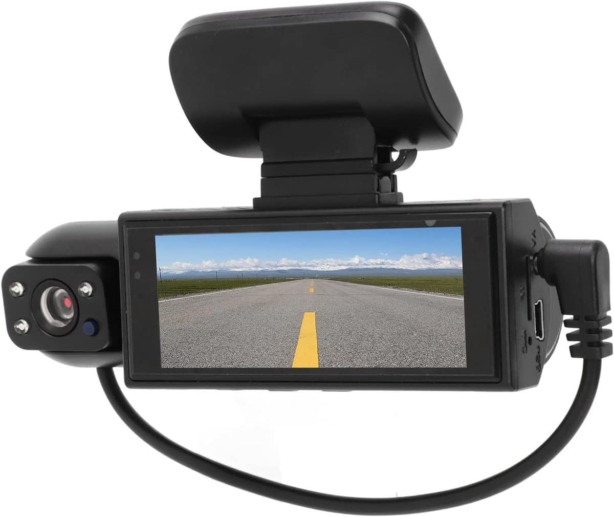 316 Inch HD-scherm Dashcamera met 360° Rotatielens voor en Achter Nachtzicht - Parkeerachteruitrijmonitor met Bewegingsdetectie en Lusopname