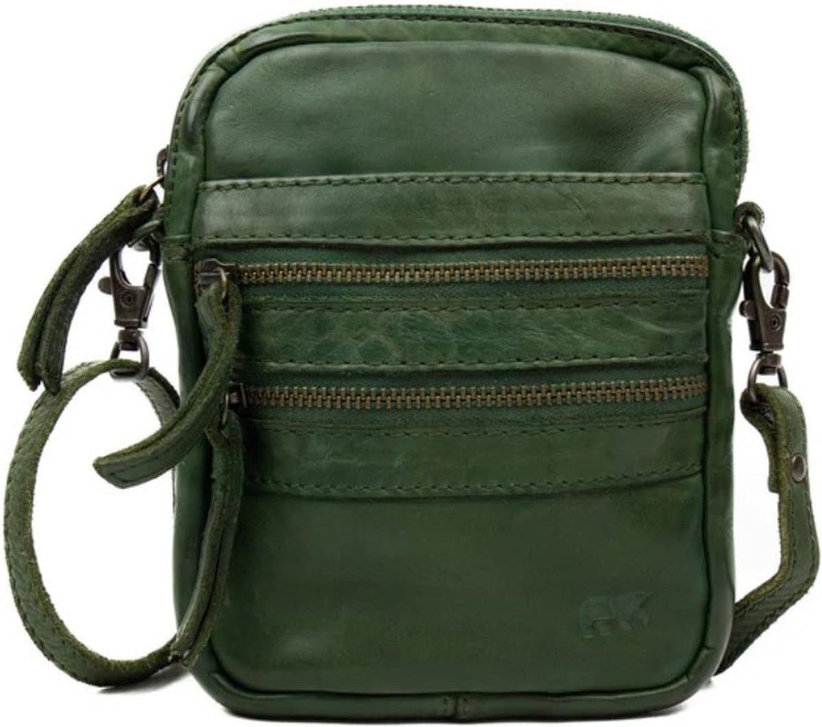 Bear Design Vikas Leren Crossbodytas / Schoudertas - Groen