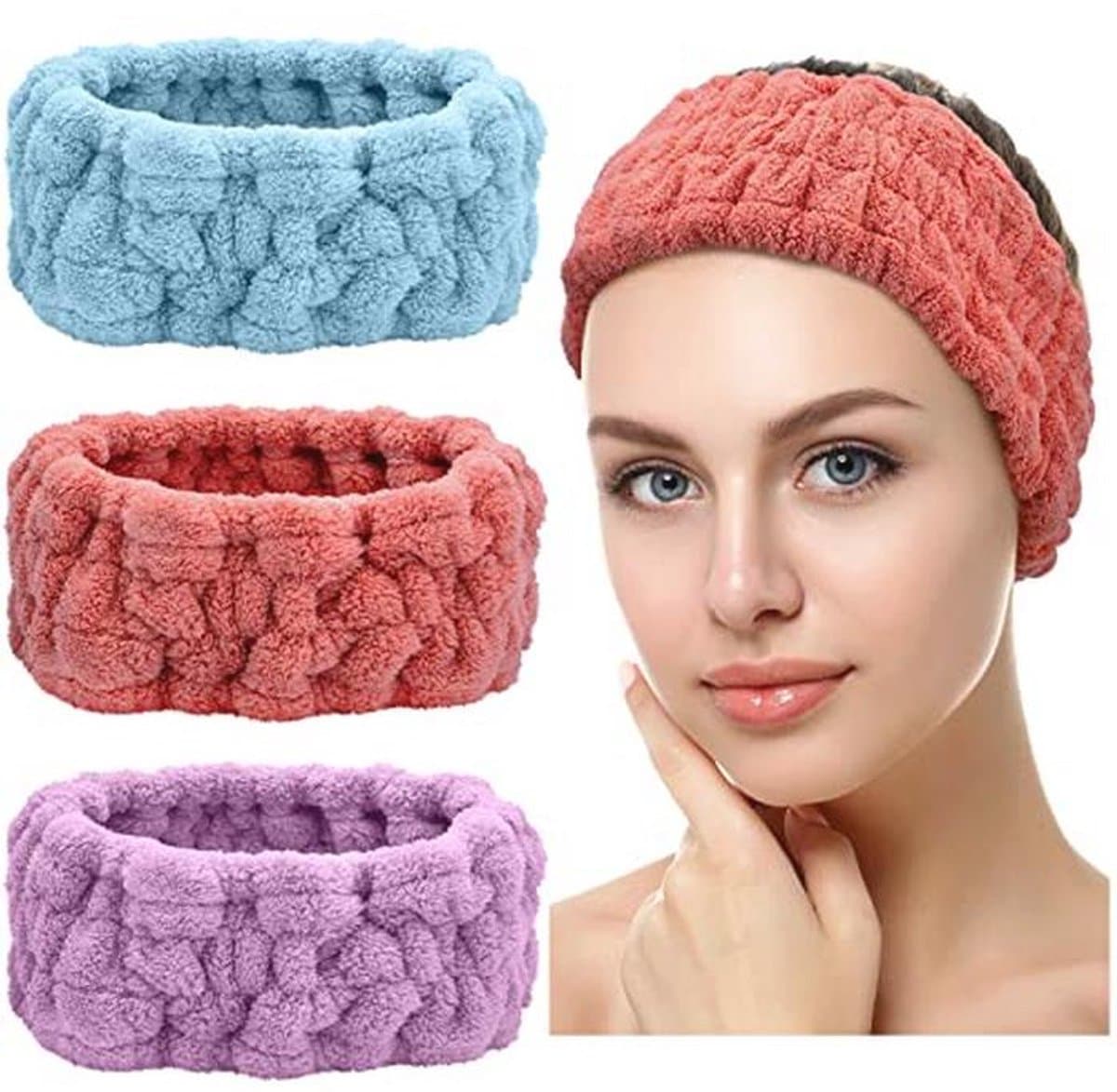 3 Stuks Zachte Hoofdband voor Vrouwen - Voor Gezichtsverzorging en Douche
