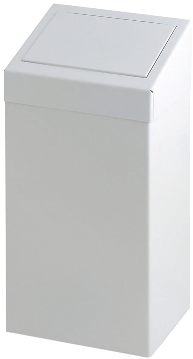 V-Part - Metalen afvalbak met pushklep 50 liter - Steel - wit - Prullenbak