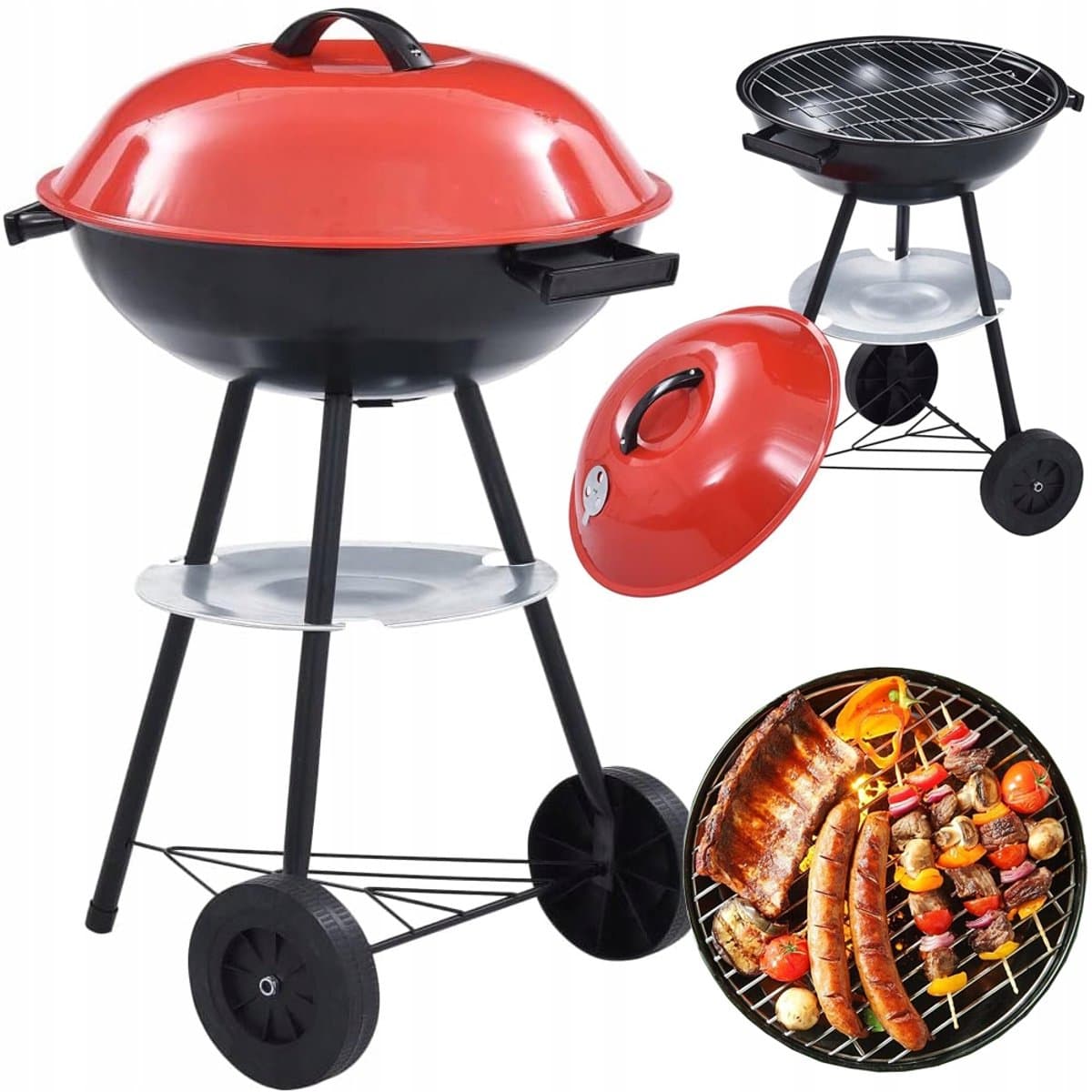 Pingyang Rongrong Handicraft Factory - Ronde Houtskoolgrill - Draagbaar - Met Deksel - Grote Grilloppervlakte