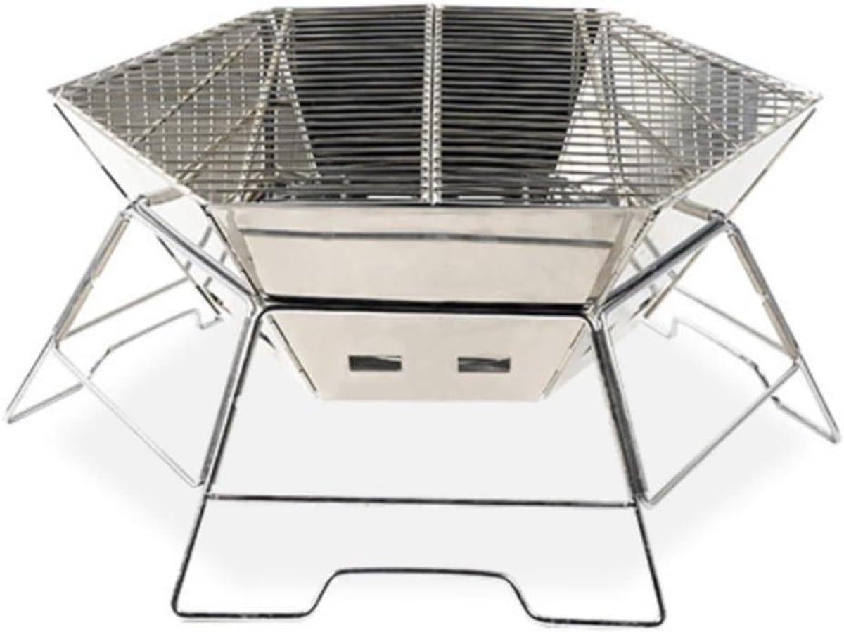 Buiten Barbecue Grill - Houtskool Oven - Outdoor Koken - Opvouwbaar Ontwerp - 49.5cm Breed - Zilver